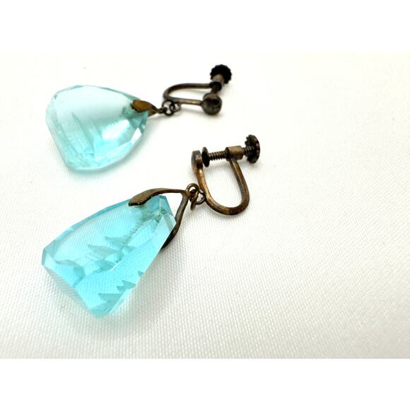 Antique Art Deco Czech Glass Pagoda Reverse Intaglio Necklace & Earrings Set - Picture 9 of 9